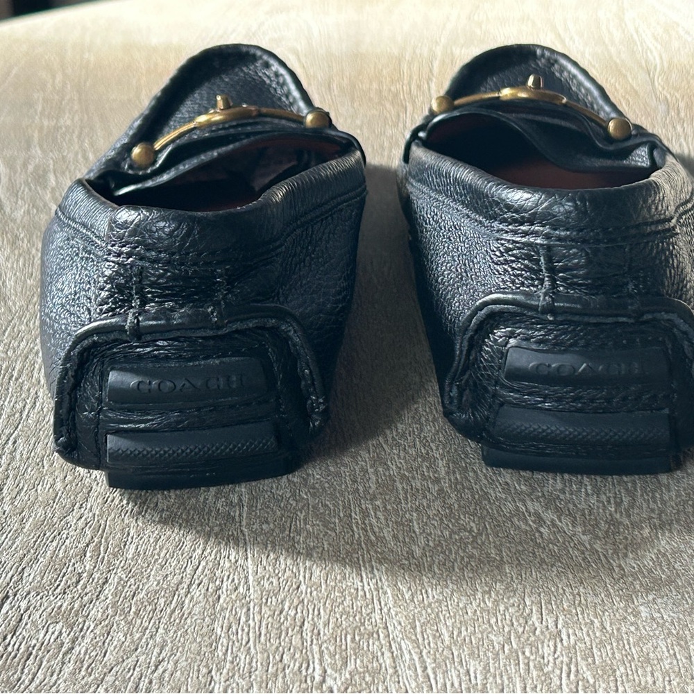 Coach Black Pebbled Leather Loafers with Gold Turnlock - Picture 3 of 8